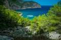 Cala D`Albarca at the north of Ibiza, during sunny day Royalty Free Stock Photo