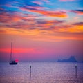 Ibiza sunset sun view from formentera Island Royalty Free Stock Photo