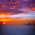 Ibiza sunset view from formentera Island Royalty Free Stock Photo