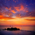 Ibiza sunset view from formentera Island Royalty Free Stock Photo