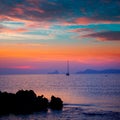 Ibiza sunset view from formentera Island Royalty Free Stock Photo