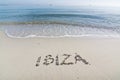 Ibiza written in sand Royalty Free Stock Photo