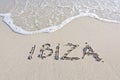 Ibiza written in sand Royalty Free Stock Photo