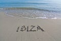 Ibiza written in sand Royalty Free Stock Photo