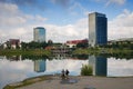 IBM Building at Lake Kuchajda Royalty Free Stock Photo