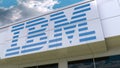 IBM logo on the modern building facade. Editorial 3D rendering Royalty Free Stock Photo