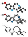 Ibogaine alkaloid molecule, found in Tabernanthe iboga