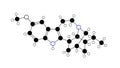 ibogaine molecule, structural chemical formula, ball-and-stick model, isolated image psychoactive substance