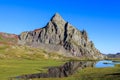 Ibon de Anayet with little water and with the bottom the Pico de Anayet. Concept famous mountains of the Pyrenees