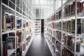 Ibrary interior,library setting with books and reading material on white shelf at TCDC Library,Bangkok,Thailand