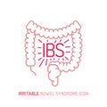 IBS, gut inflammation, pain, angriness sign. Editable vector illustration