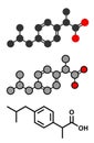 Ibuprofen pain and inflammation drug (NSAID) molecule Royalty Free Stock Photo