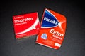 Ibuprofen and Panadol paracetamol boxes.