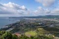 Ibusuki town landscape view and blue sky from hill top Royalty Free Stock Photo