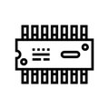 ic chip electronic component line icon vector illustration