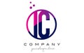 IC I C Circle Letter Logo Design with Purple Dots Bubbles