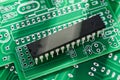 IC microchip or integrated circuit in DIP package on the printed circuit board Royalty Free Stock Photo