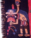 Ica paracas Peru -April 2016 -the culture nazca with details of textil figure mithical, being horrible bird, mithical killer ,