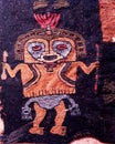 Ica paracas Peru -the culture nazca with details of textil figure mithical, being horrible bird, mithical killer , Royalty Free Stock Photo