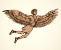 Icarus, character of ancient Greek legend. Vector drawing