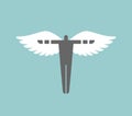 Icarus sign. Man with wings logo. Angel symbol