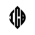 ICB circle letter logo design with circle and ellipse shape. ICB ellipse letters with typographic style. The three initials form a Royalty Free Stock Photo