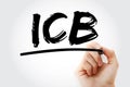 ICB - Industry Classification Benchmark acronym with marker, technology concept background Royalty Free Stock Photo