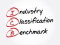 ICB - Industry Classification Benchmark acronym, technology concept background Royalty Free Stock Photo