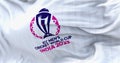 ICC Men Cricket world cup India 2023 waving in the wind on a clear day