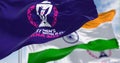 ICC Men Cricket world cup India 2023 waving in the wind on a clear day