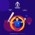 ICC Men's Cricket World Cup India 2023 Poster Design with Batter Player Character in Winning Pose