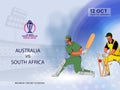 ICC Men\'s Cricket World Cup India 2023 Match Between Australia VS South Africa with Cricket Players Illustration