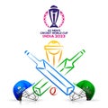 ICC Men\'s Cricket World Cup India 2023 Match Between India VS Pakistan with Cricket Attire Helmets, Champions Trophy Cup