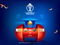 ICC Men\'s Cricket World Cup India 2023 Match Between India VS Pakistan with Golden Champions Trophy Cup on Blue Stadium