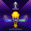 ICC Men\'s Cricket World Cup India 2023 Match Between India VS Pakistan with Realistic Golden Champions Trophy