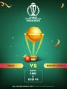 ICC Men\'s Cricket World Cup India 2023 Match Between India VS South Africa with Realistic Crown on Red Ball and Golden