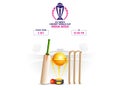 ICC Men\'s Cricket World Cup India 2023 Poster Design with Close View of Realistic Cricket Tournaments, Golden Champions
