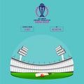 ICC Men\'s Cricket World Cup India 2023 Poster Design with Closeup View of Realistic Bat, Red Ball