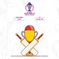 ICC Men's Cricket World Cup India 2023 Poster Design in White Color, Crossed Bats with Champions Trophy Cup