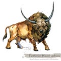Ice Age wildlife. prehistoric period fauna. Pantherion. Bison Latifrons. Royalty Free Stock Photo