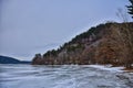 Ice along the lakeshore at South Shore Devils Lake State Park