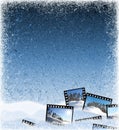 Ice background with film frames