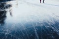 Ice background. ice surface texture with skaters Royalty Free Stock Photo