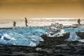 Ice on the black beach near Jokulsarlon glacier lagoon, daimond beach, Iceland Royalty Free Stock Photo