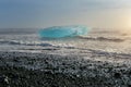 Ice on the black beach near Jokulsarlon glacier lagoon, daimond beach, Iceland Royalty Free Stock Photo