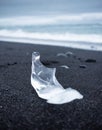Ice on the black sand on the beach, Iceland. Ocean bay and icebergs. Landscapes in Iceland. Royalty Free Stock Photo