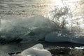 Ice on the black sand beach nearby the most visited JÃÂ¶kulsarlon glacier lagoon