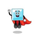 ice block cartoon with flying superhero Royalty Free Stock Photo