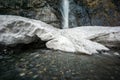 Ice block in front of gveleti waterfall