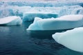 Ice blocks floating in ocean arctic seascape.